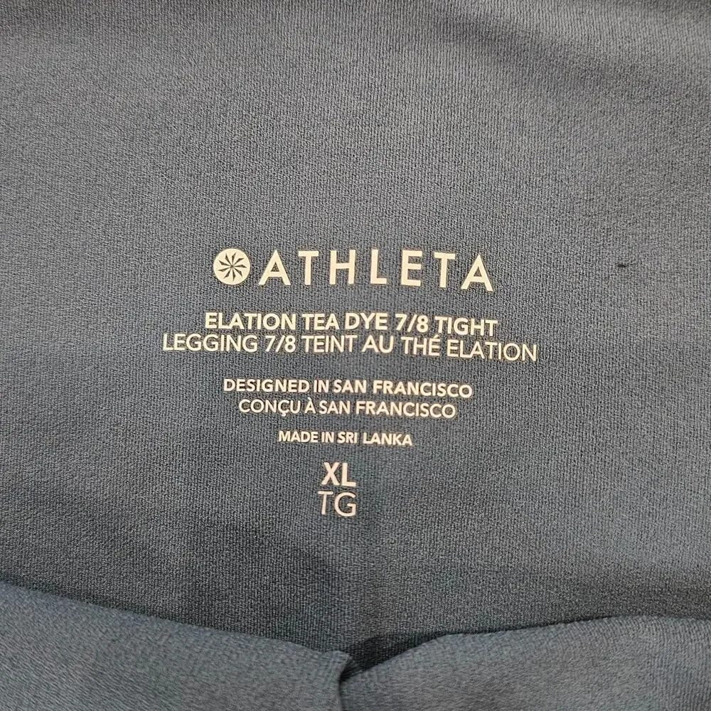 Athleta Tea‎ Dye 7/8 Tight Leggings Womens Size XL Blue High Rise Activewear Gym